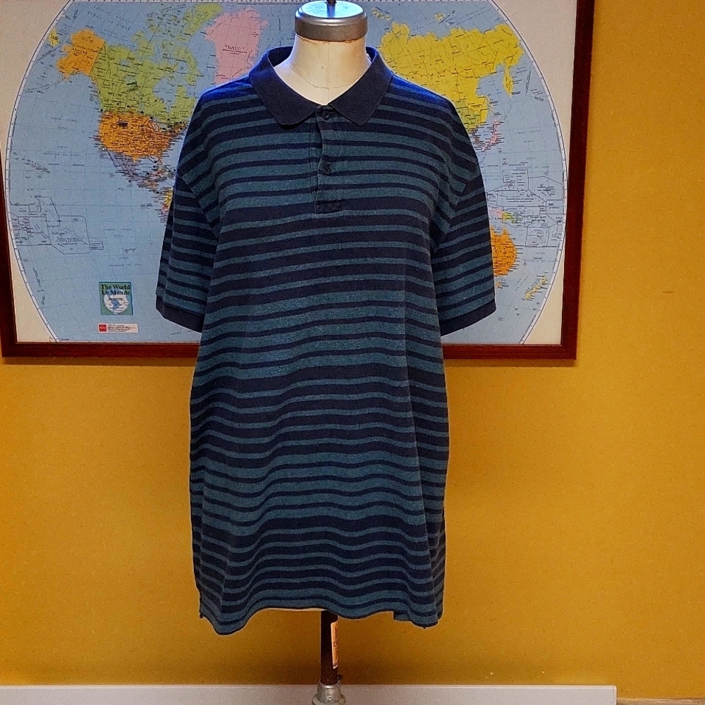 George Men's Large short sleeves Polo with blue stripped pattern